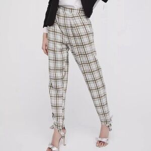 Free People Plaid Menswear Stirrup Pant Size 0. NWT